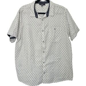 😀 Mountain Ridge XXL Mens White Blue Floral Short Sleeve Button‎ Down Shirt